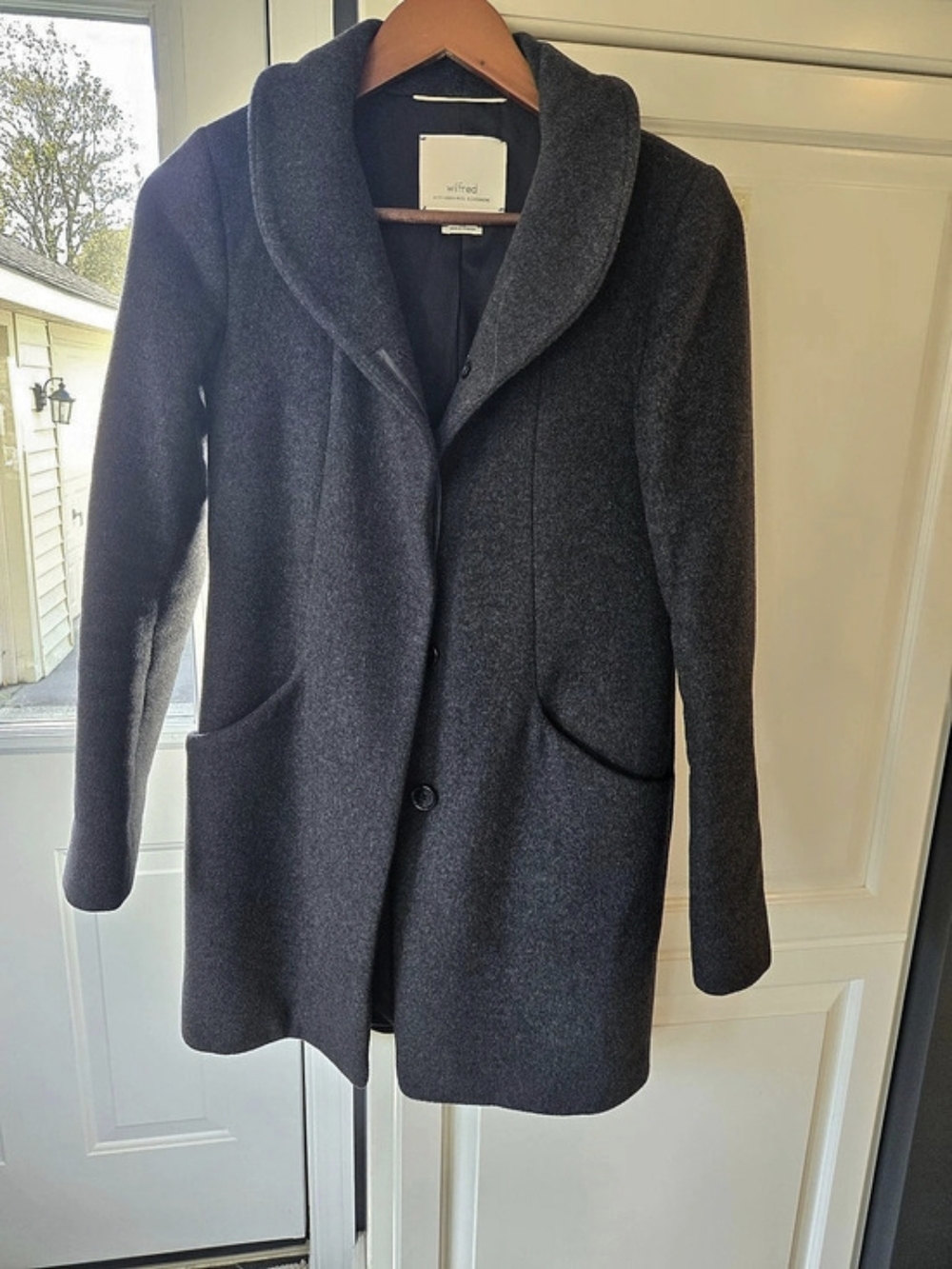 Wilfred Wool Cashmere Shawl Collar Coat in Gray